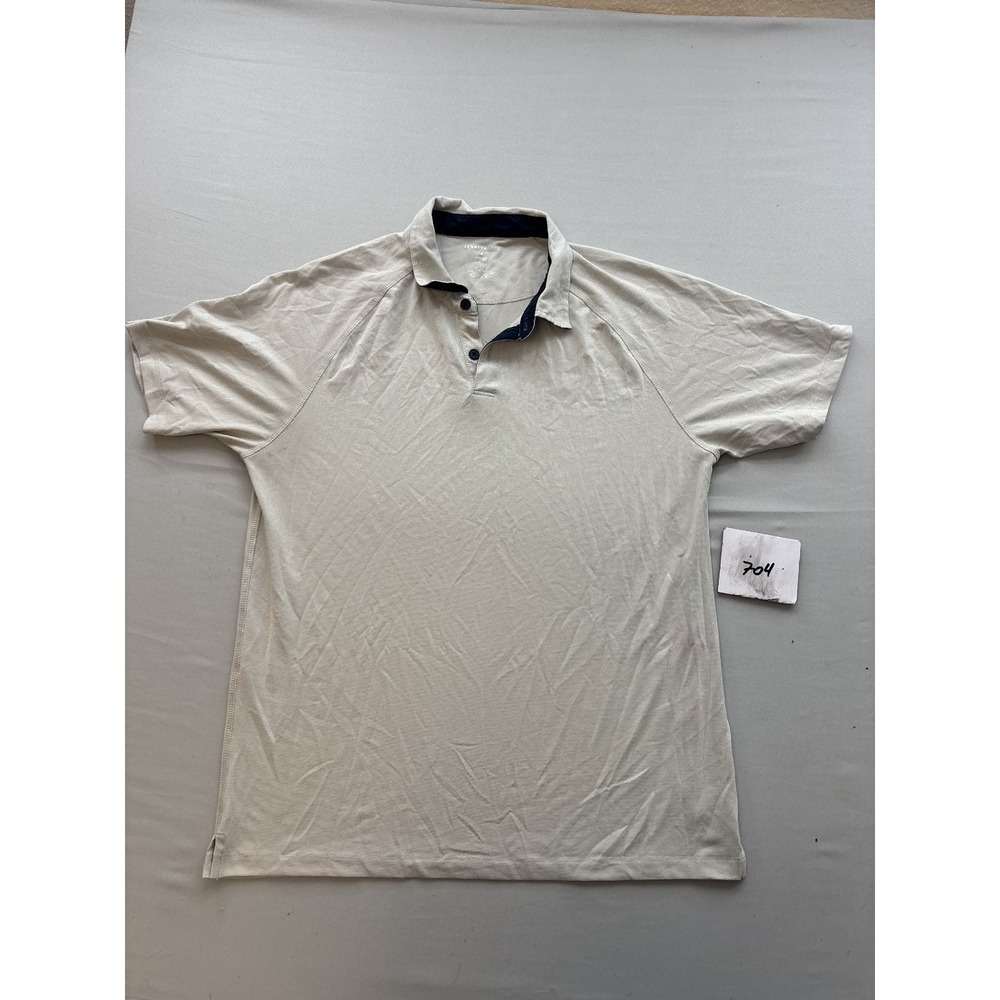 Kenneth Cole Active Mens Polo Shirt Beige Raglan Short Sleeve Golf Top Size M